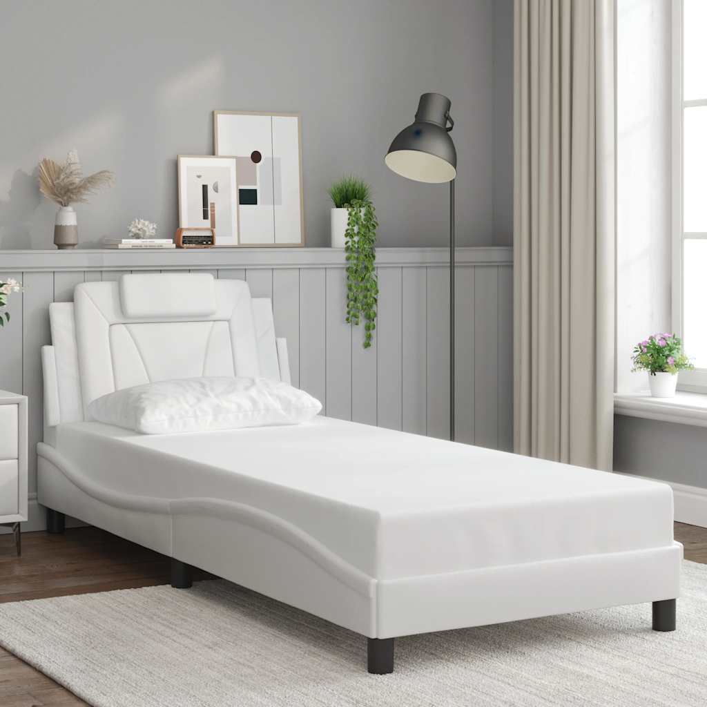 E-shop Multidom Rám postele Viana bez matraca biely 90x200 cm umelá koža