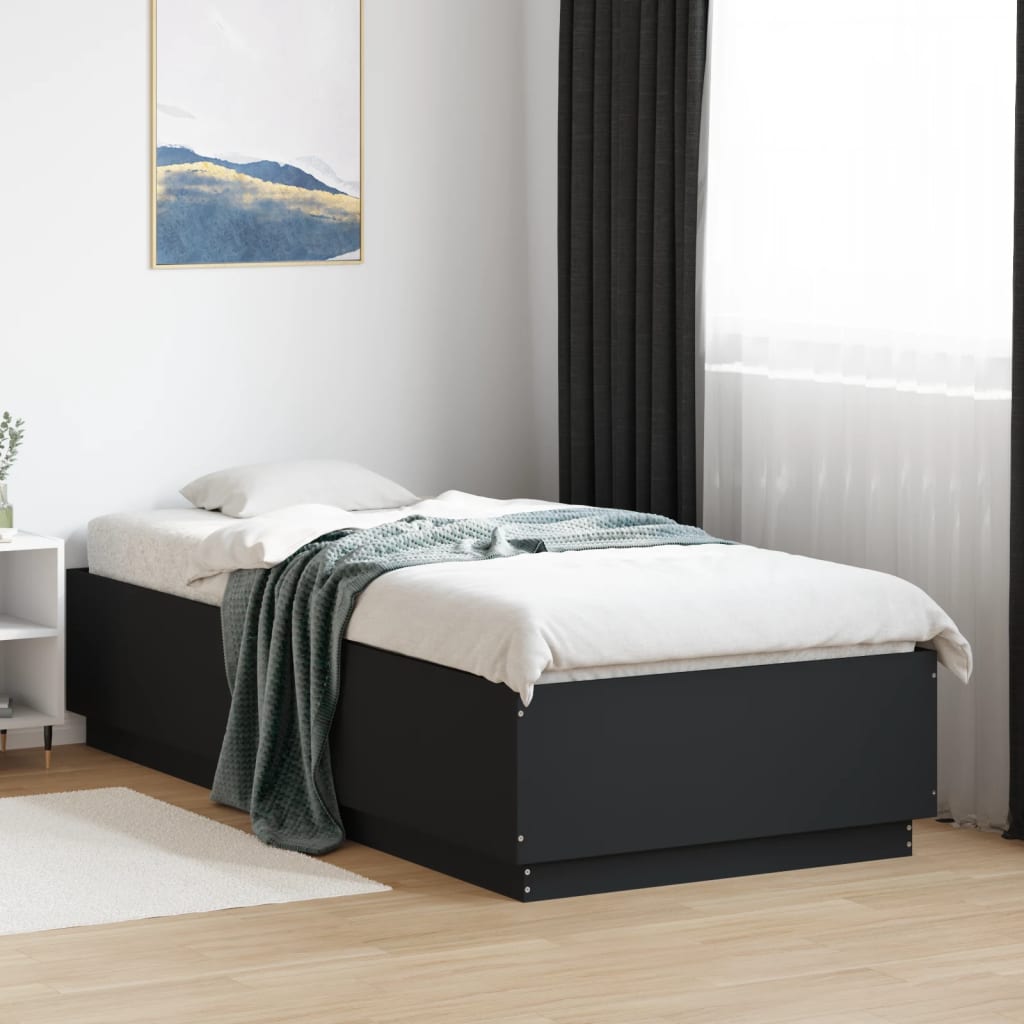 E-shop Multidom Posteľný rám s LED svetlami čierny 90x200 cm kompozitné drevo