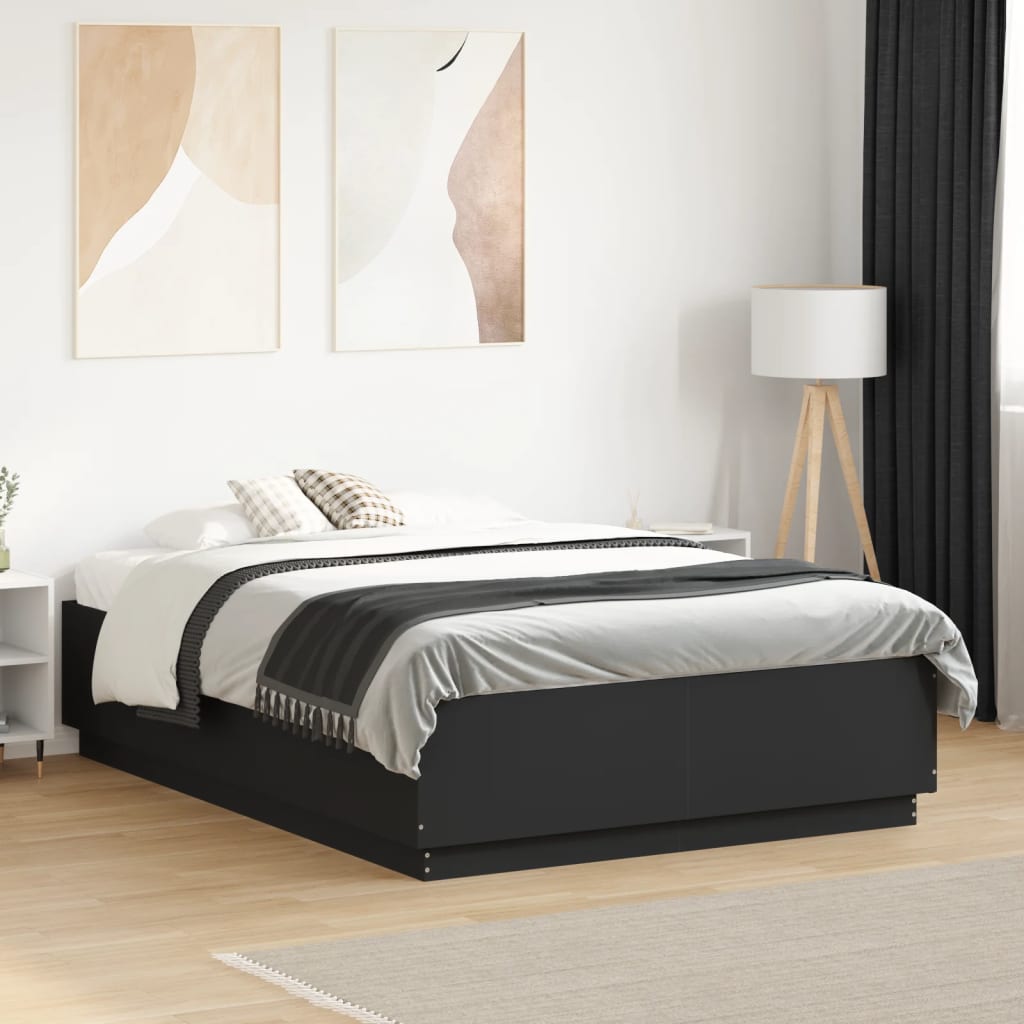 E-shop Multidom Posteľný rám s LED svetlami čierny 120x190 cm kompozitné drevo