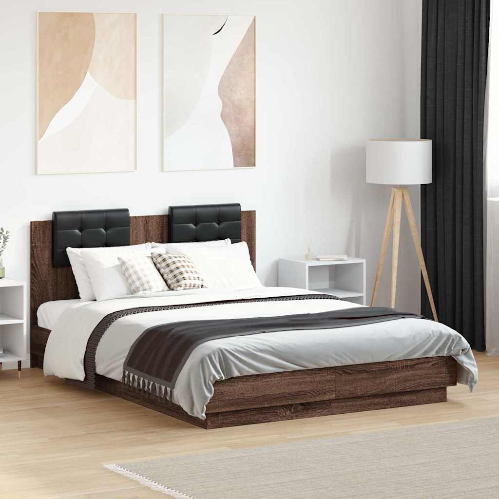 E-shop Multidom Posteľný rám s čelom hnedý dub 120x190 cm kompozitné drevo