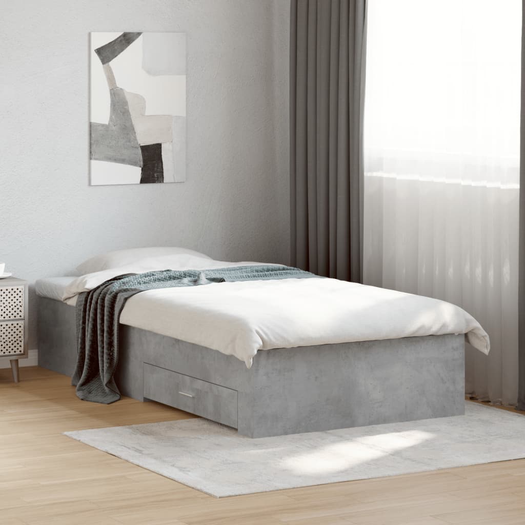E-shop Multidom Posteľný rám so zásuvkami betónovosivý 100x200cm kompozit.drevo