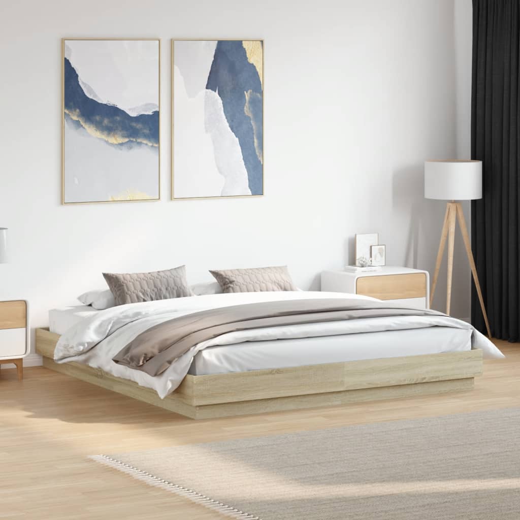 E-shop Multidom Posteľný rám dub sonoma 180x200 cm kompozitné drevo
