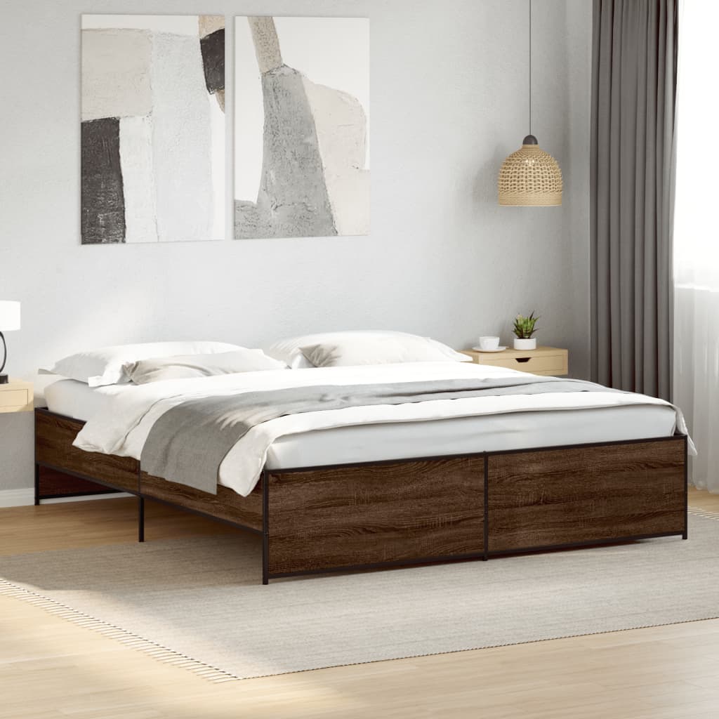 E-shop Multidom Posteľný rám hnedý dub 180x200 cm kompozitné drevo a kov