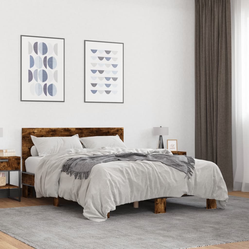 E-shop Multidom Posteľný rám dymový dub 120x190 cm kompozitné drevo a kov