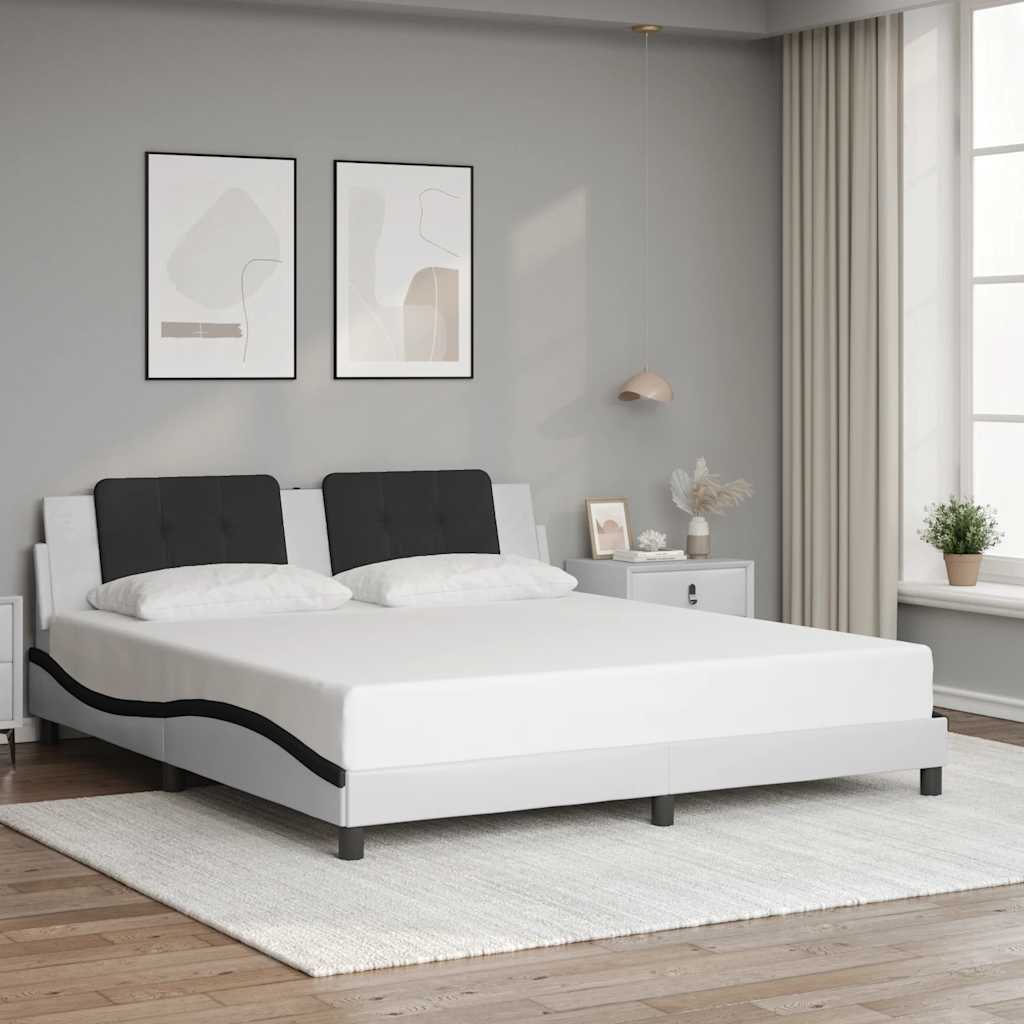 E-shop Multidom Rám postele bez matraca Zadar bielo-čierny 180x200 cm umelá koža