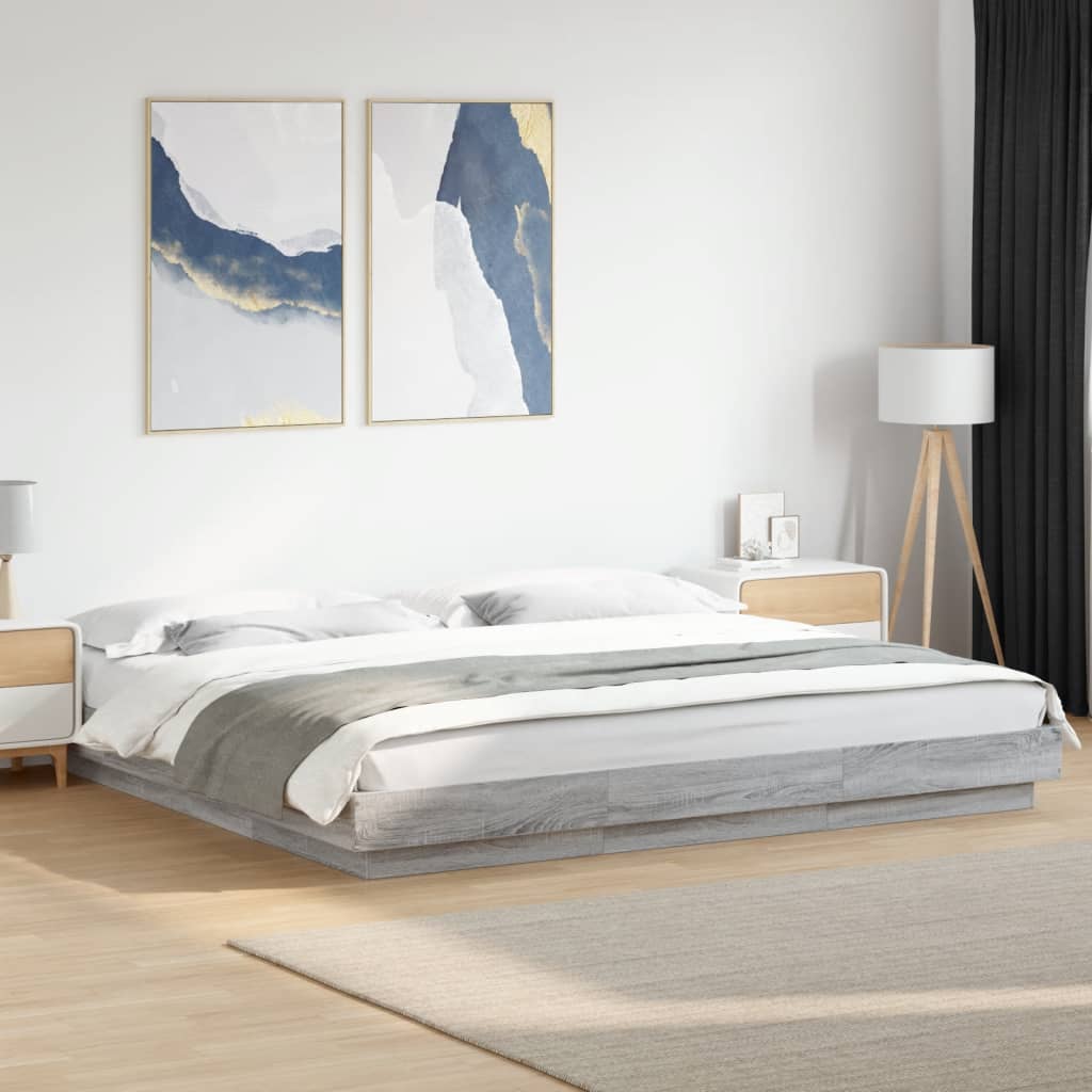 E-shop Multidom Posteľný rám s LED svetlami sivý sonoma 180x200cm kompoz. drevo