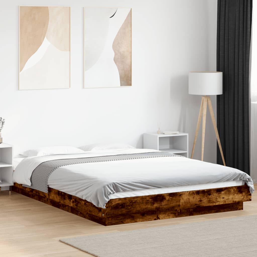 E-shop Multidom Posteľný rám dymový dub 140x190 cm borovicový masív