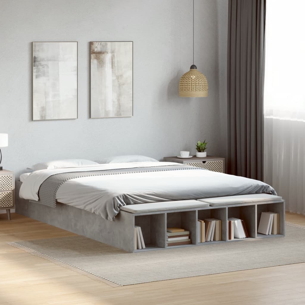 E-shop Multidom Posteľný rám betónový sivý 160x200 cm kompozitné drevo