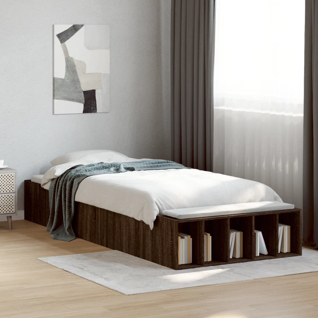 E-shop Multidom Posteľný rám hnedý dub 100x200 cm kompozitné masív