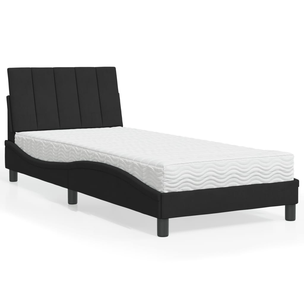 E-shop Multidom Posteľ s matracom Hanko čierny 90x190 cm zamat