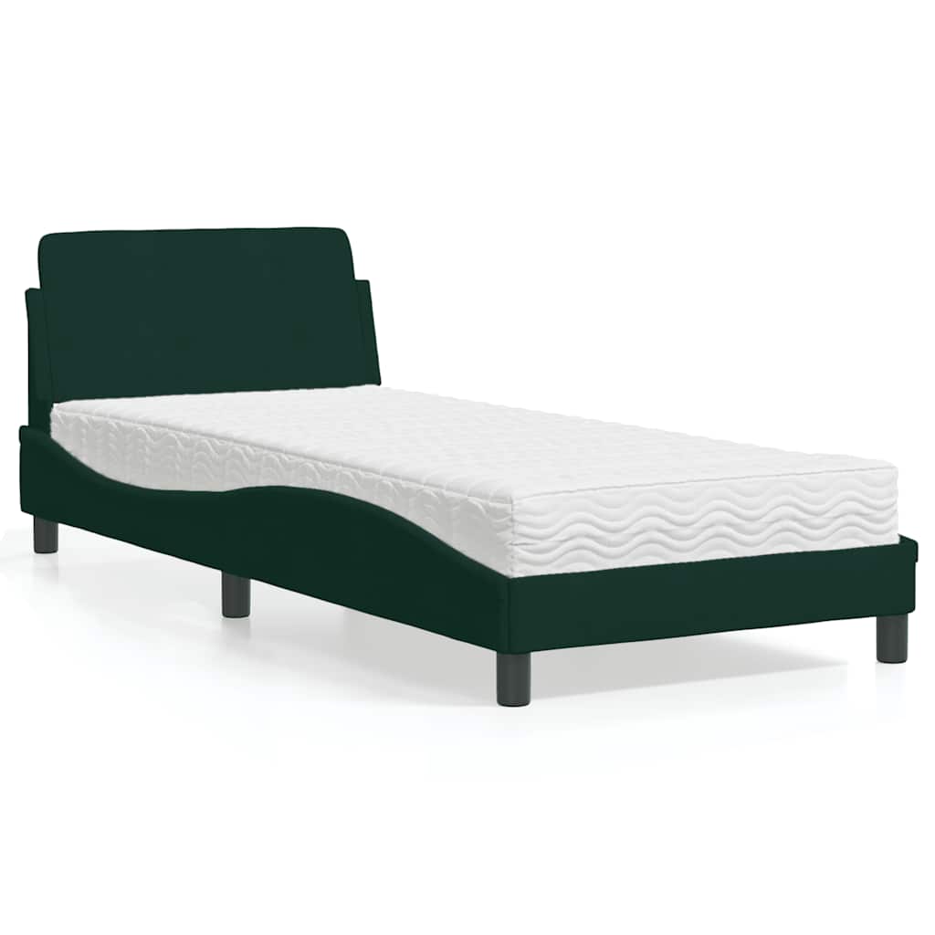 E-shop Multidom Posteľ s matracom Dover tmavozelený 90x190 cm zamat