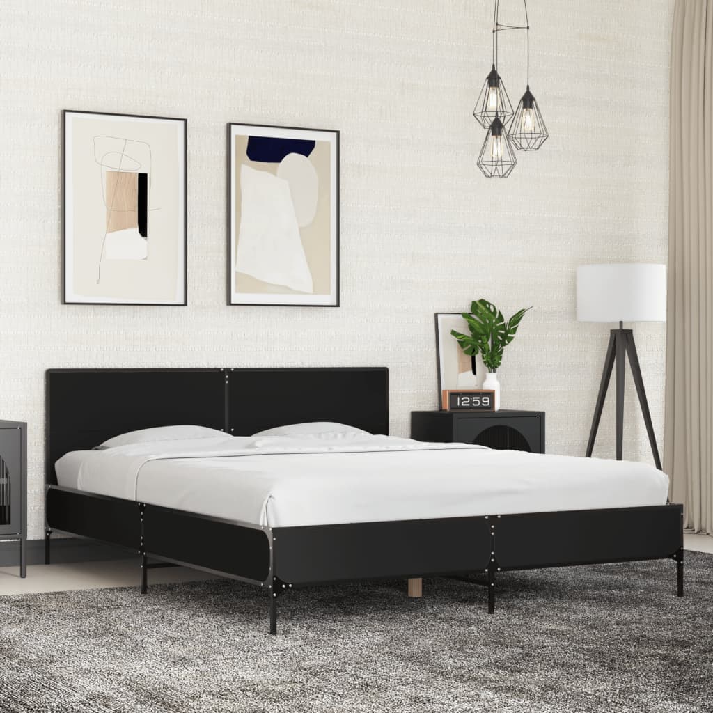 E-shop Multidom Posteľný rám čierny 160x200 cm kompozitné drevo a kov