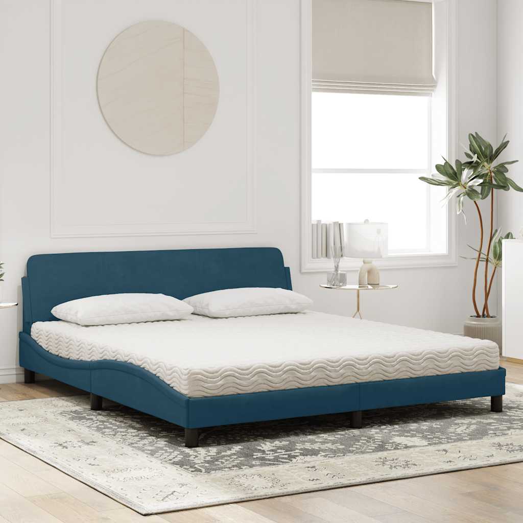 E-shop Multidom Posteľ s matracom Dover modrý 180x200 cm zamat