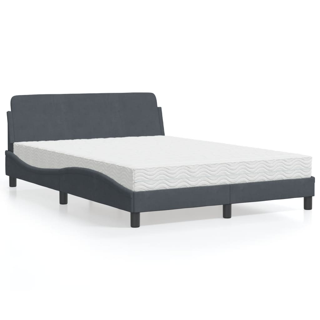 E-shop Multidom Posteľ s matracom Dover tmavosivý 140x190 cm zamat