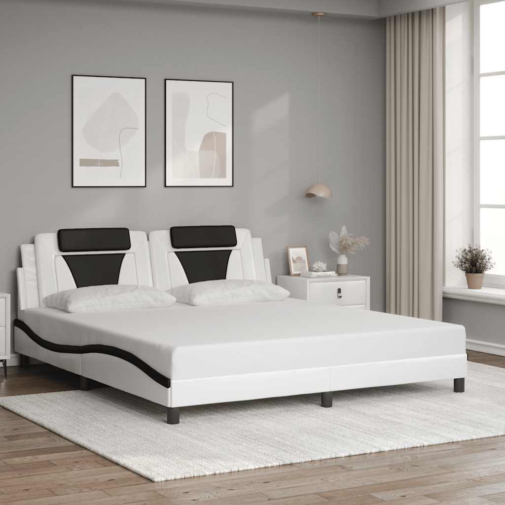E-shop Multidom Rám postele Viana bez matraca bielo-čierny 180x200 cm umelá koža