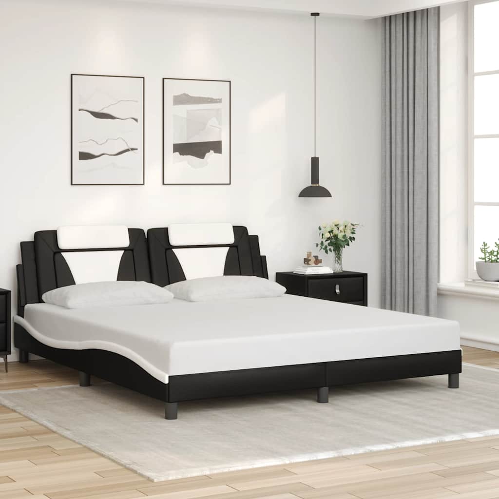 E-shop Multidom Rám postele Viana bez matraca čierno-biely 180x200 cm umelá koža