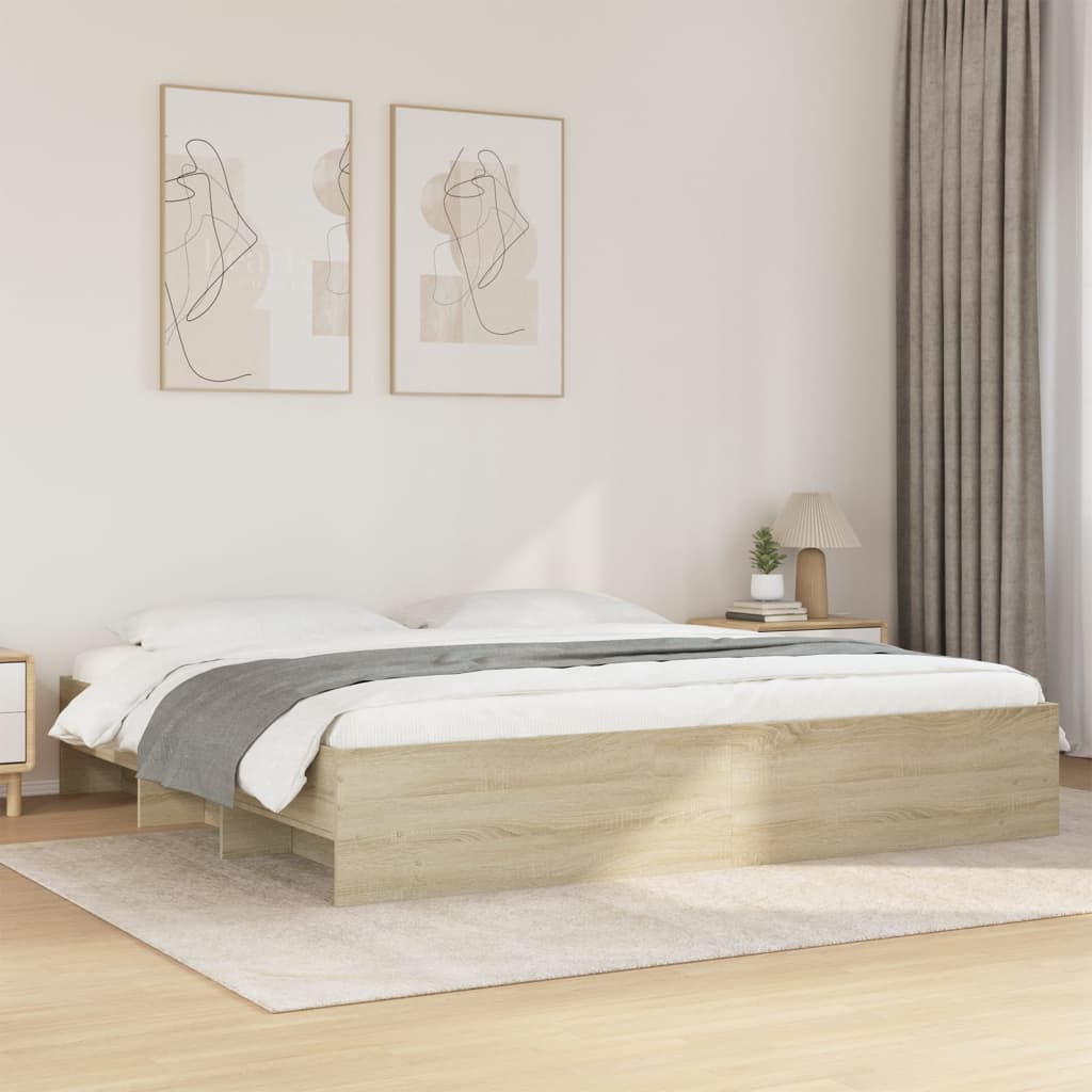 E-shop Multidom Rám postele bez matraca Dub Sonoma 200x200 cm Konštrukcia dreva