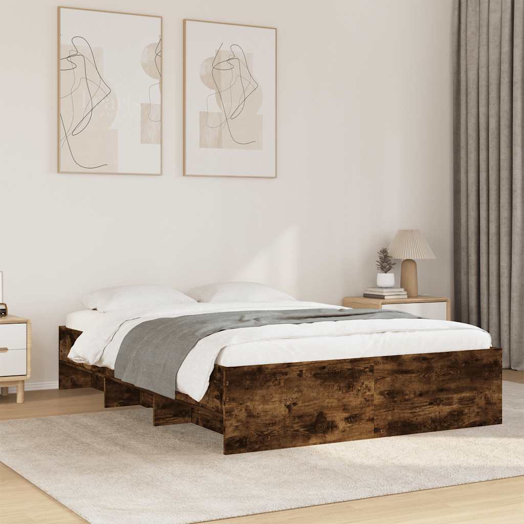 E-shop Multidom Posteľný rám dymový dub 135x190 cm kompozitné drevo
