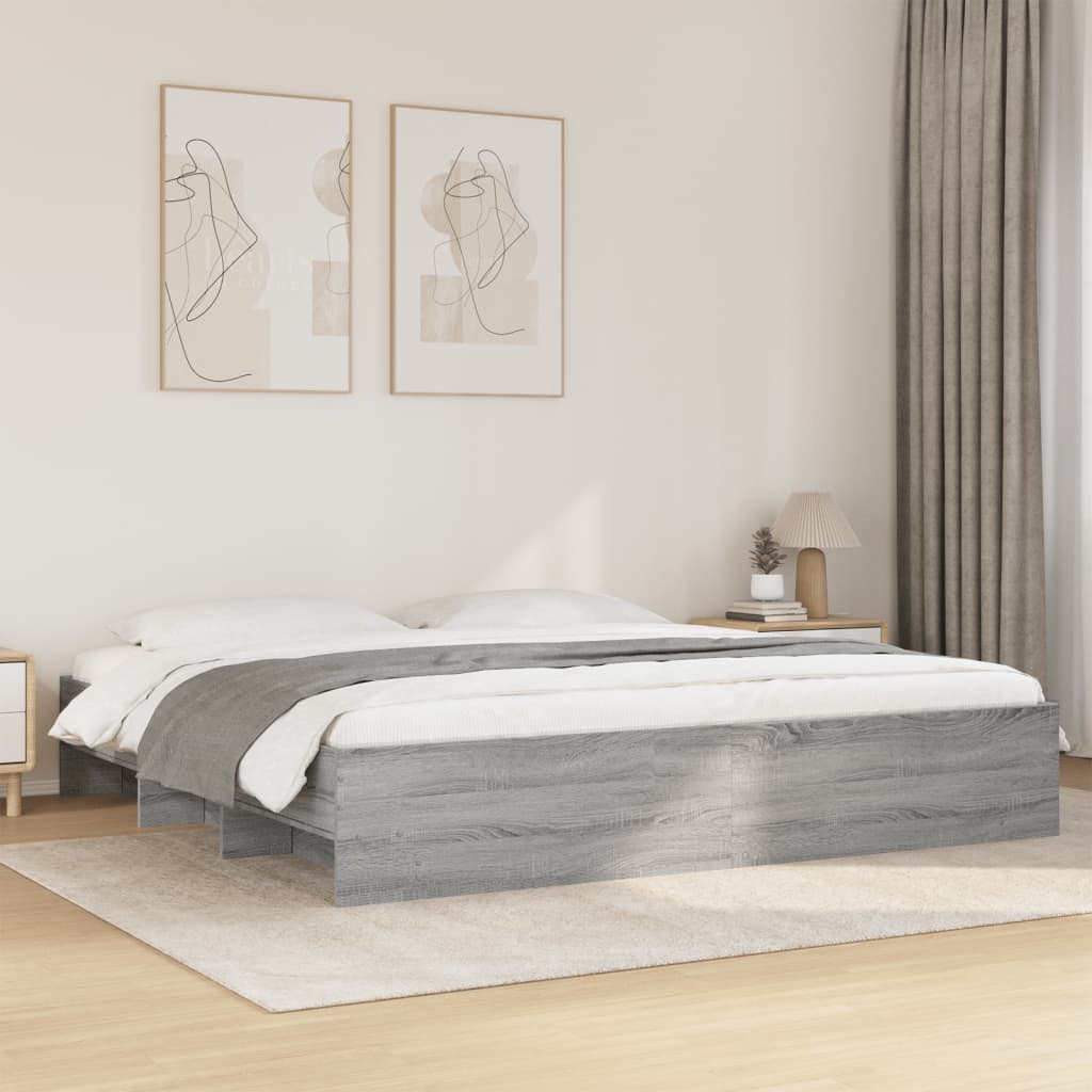 E-shop Multidom Posteľný rám sivý dub sonoma 200x200 cm kompozitné drevo