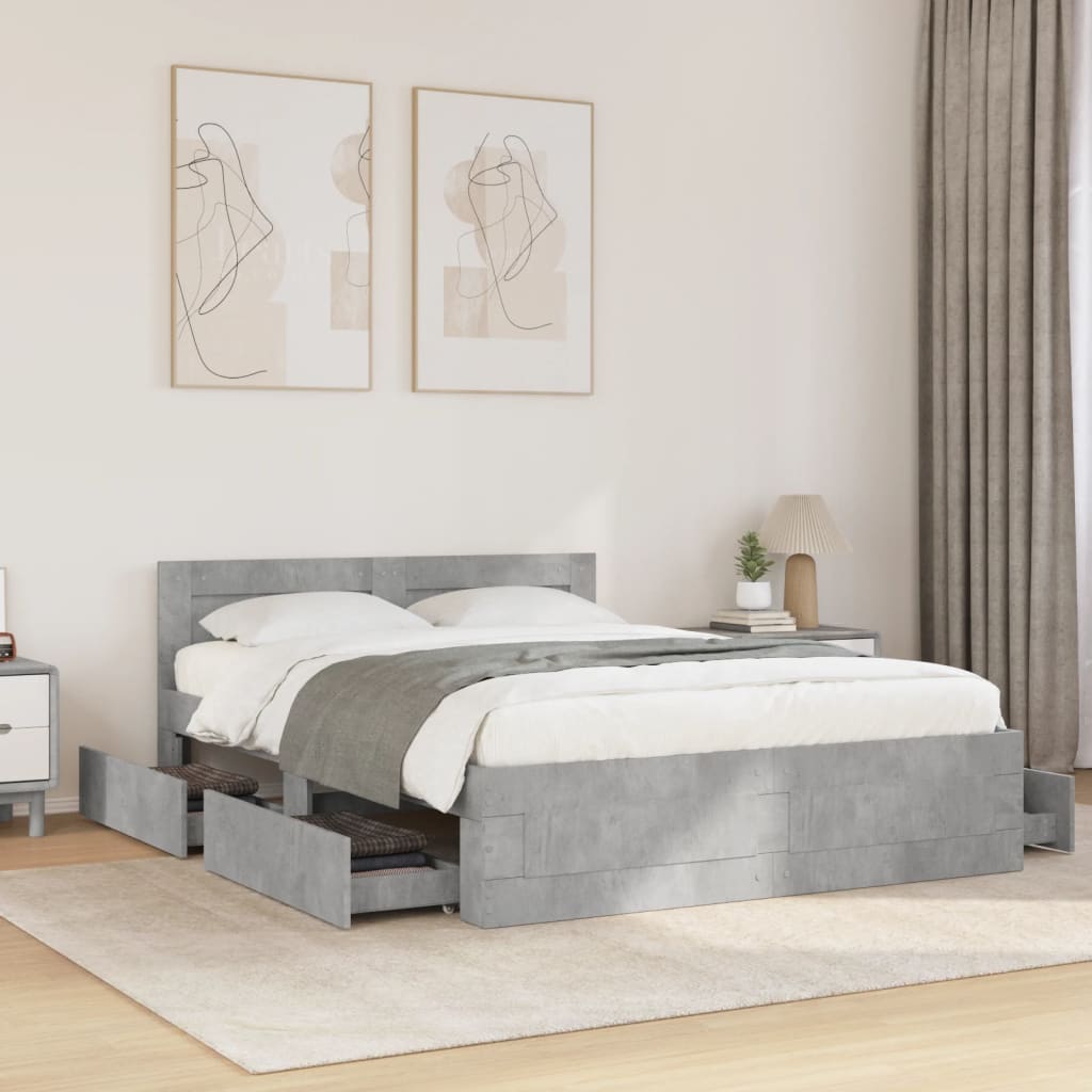 E-shop Multidom Posteľný rám s čelom betónovo sivý 120x190 cm kompozitné drevo