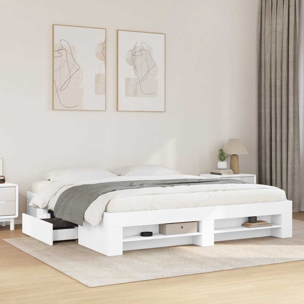 E-shop Multidom Posteľný rám biely 200x200 cm kompozitné drevo