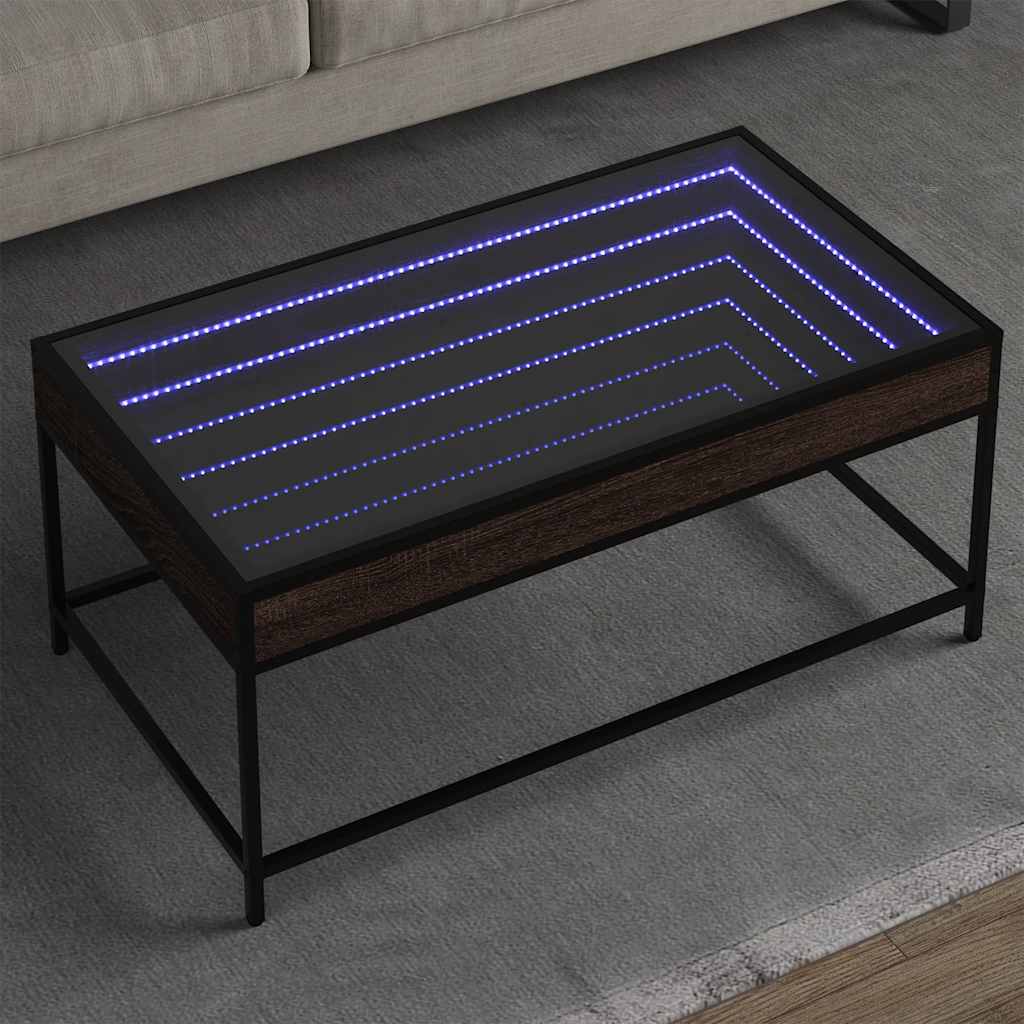 E-shop Multidom Konferenčný stolík s nekonečnými LED hnedý dub 90x50x41 cm