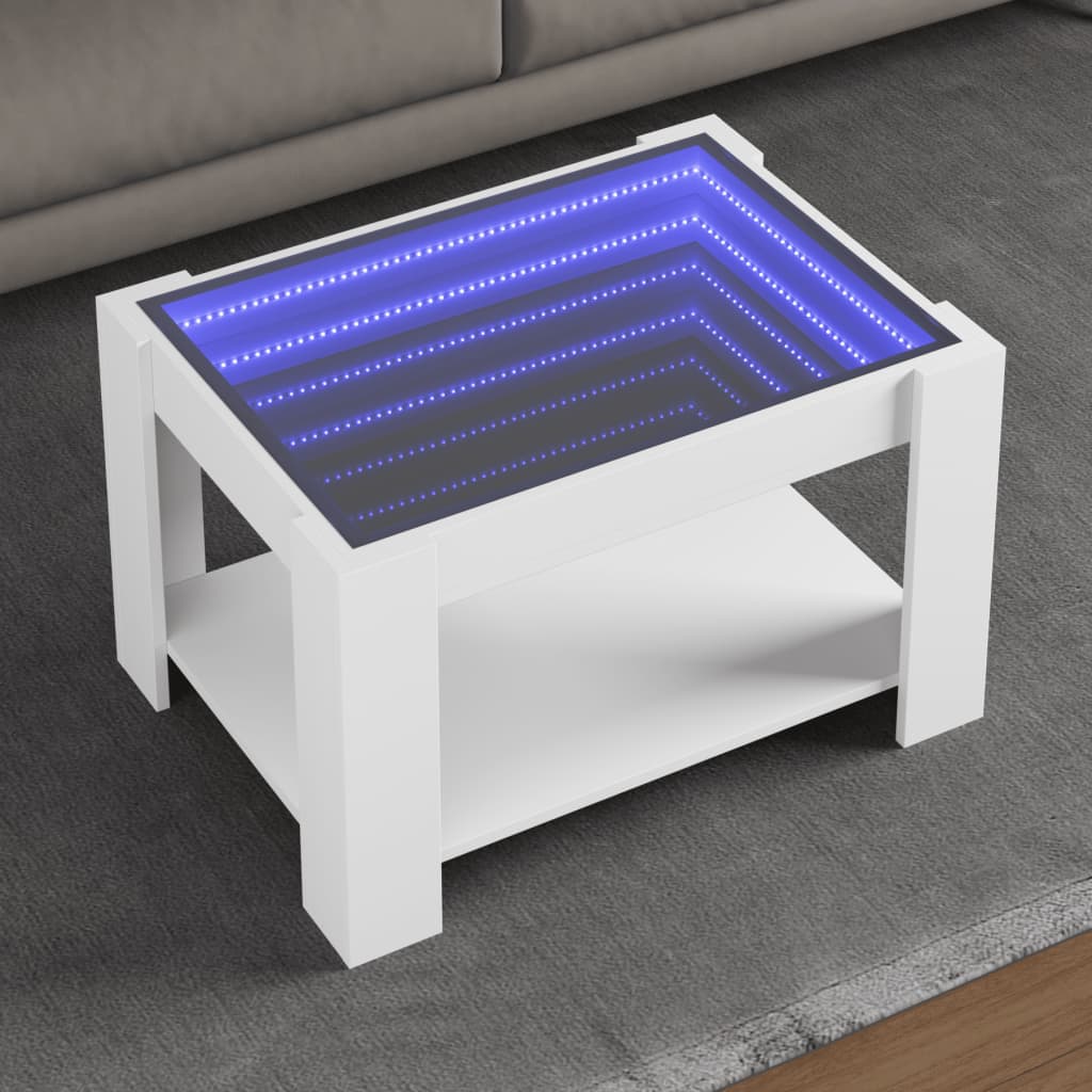 E-shop Multidom Konferenčný stolík s LED biely 73x53x45 cm kompozitné drevo