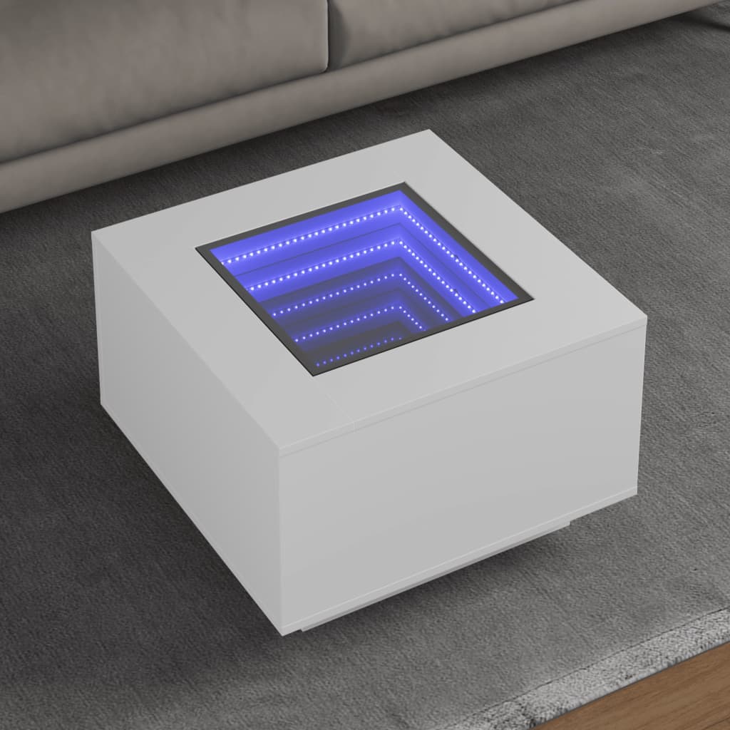 E-shop Multidom Konferenčný stolík+LED, biely 60x60x40 cm, kompozitné drevo