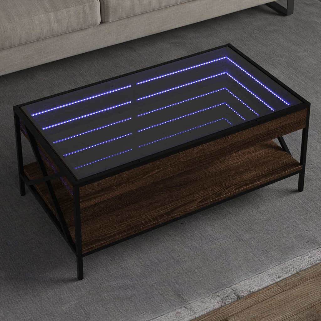 E-shop Multidom Konferenčný stolík s nekonečnými LED hnedý dub 90x50x38 cm
