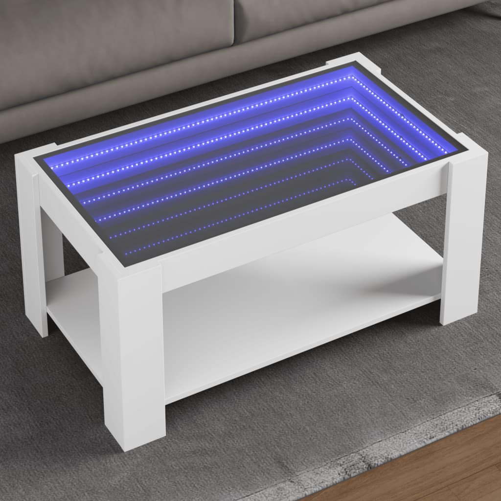 E-shop Multidom Konferenčný stolík s LED biely 93x53x45 cm kompozitné drevo