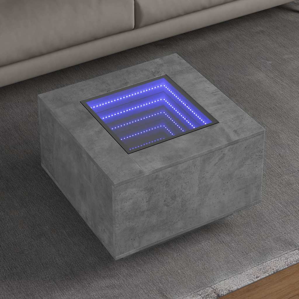 E-shop Multidom Konferenčný stolík+LED, betónový 60x60x40 cm, kompozitné drevo