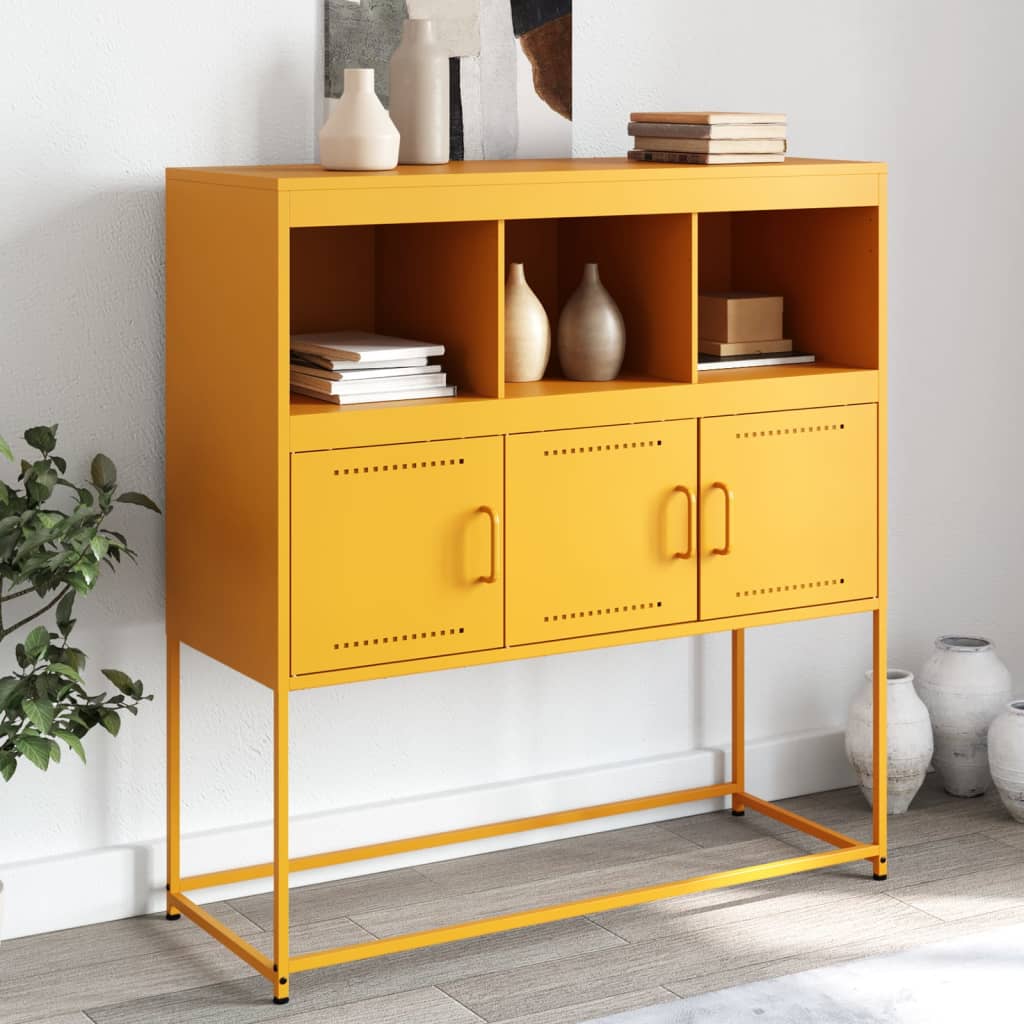 E-shop Multidom Komoda horčicovožltá 100,5x39x107 cm oceľ