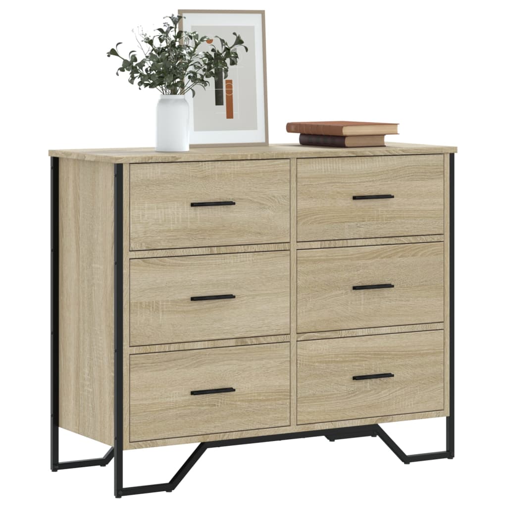 E-shop Multidom Komoda so zásuvkami, dub sonoma 91x35,5x74,5cm kompozitné drevo
