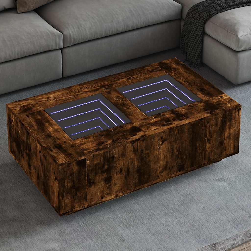 E-shop Multidom Konferenčný stolík s nekonečnými LED dymový dub 116x69x40 cm