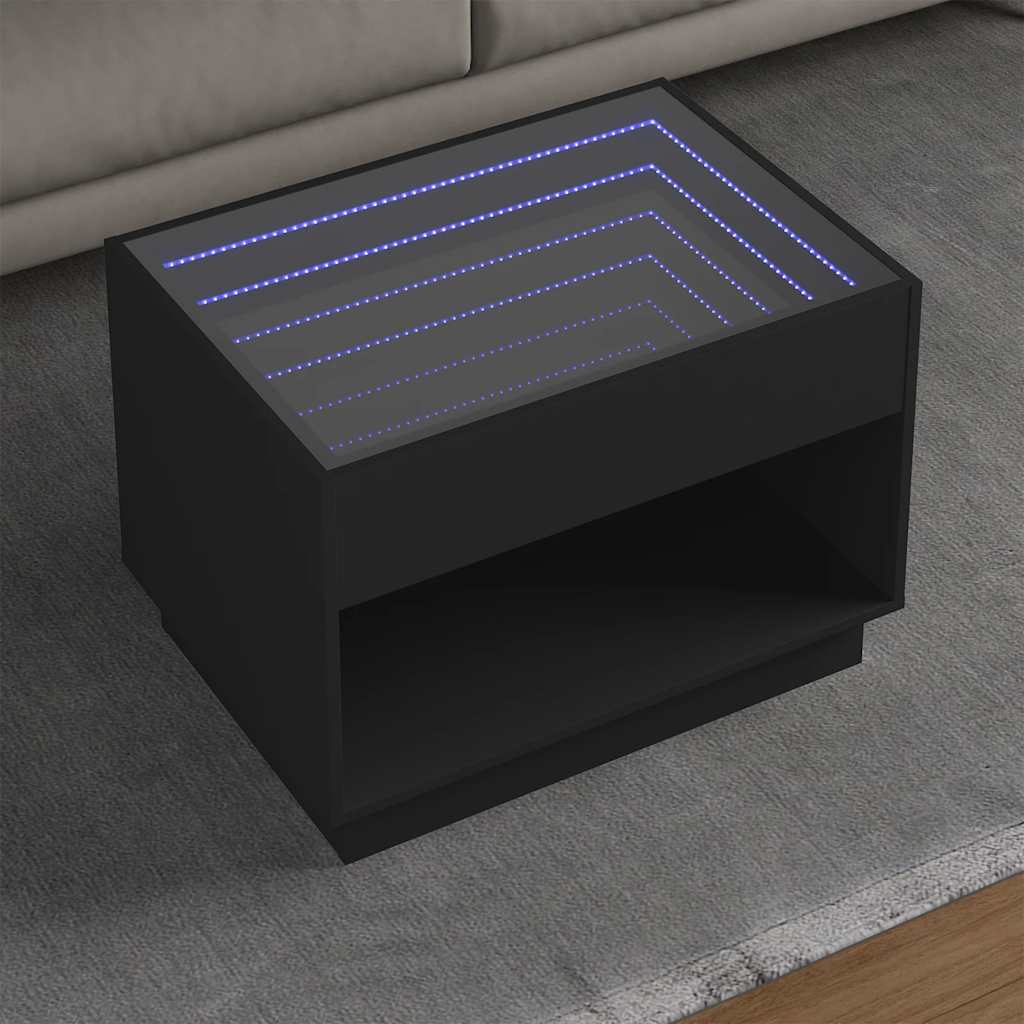 E-shop Multidom Konferenčný stolík s nekonečnými LED čierny 70x50x50 cm