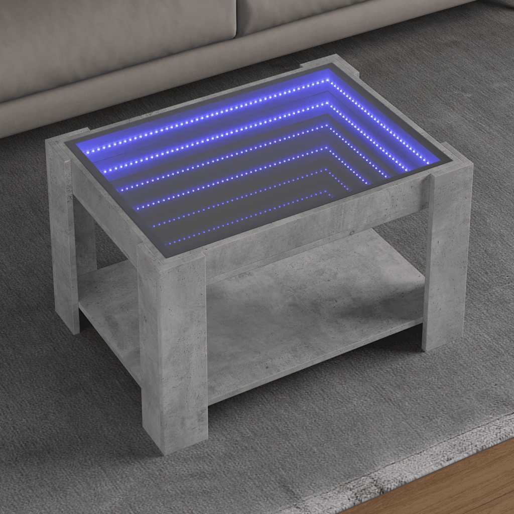 E-shop Multidom Konferenčný stolík s LED betónový 73x53x45cm kompozitné drevo