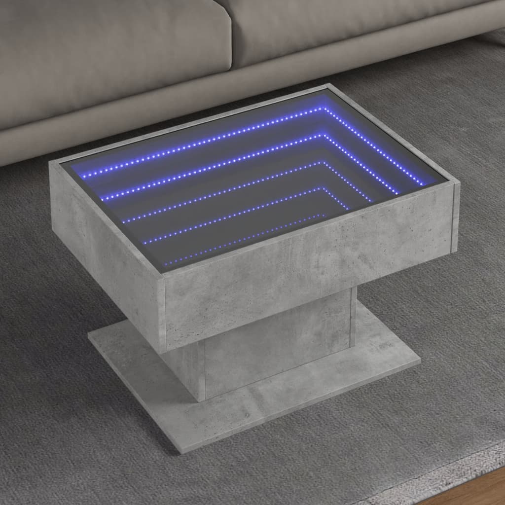 E-shop Multidom Konferenčný stolík s LED betónový 70x50x45 cm kompozitné drevo
