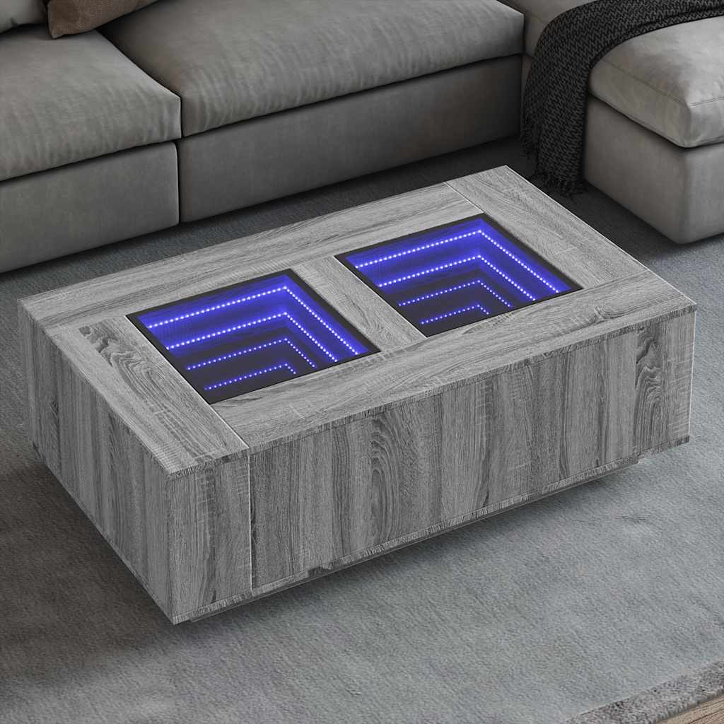 E-shop Multidom Konferenčný stolík s nekonečnými LED sivý sonoma 116x69x40 cm