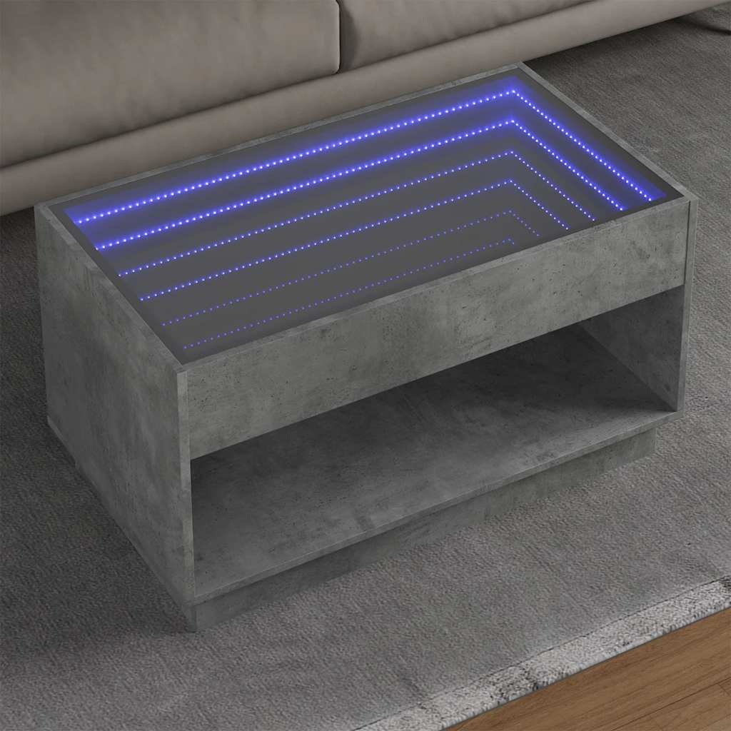E-shop Multidom Konferenčný stolík s nekonečnými LED betónovosivý 90x50x50 cm