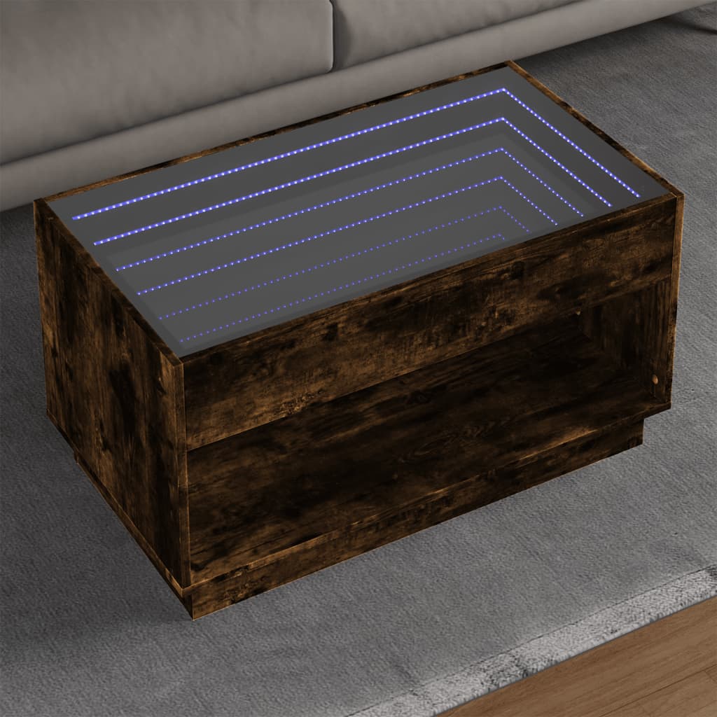 E-shop Multidom Konferenčný stolík s nekonečnými LED dymový dub 90x50x50 cm