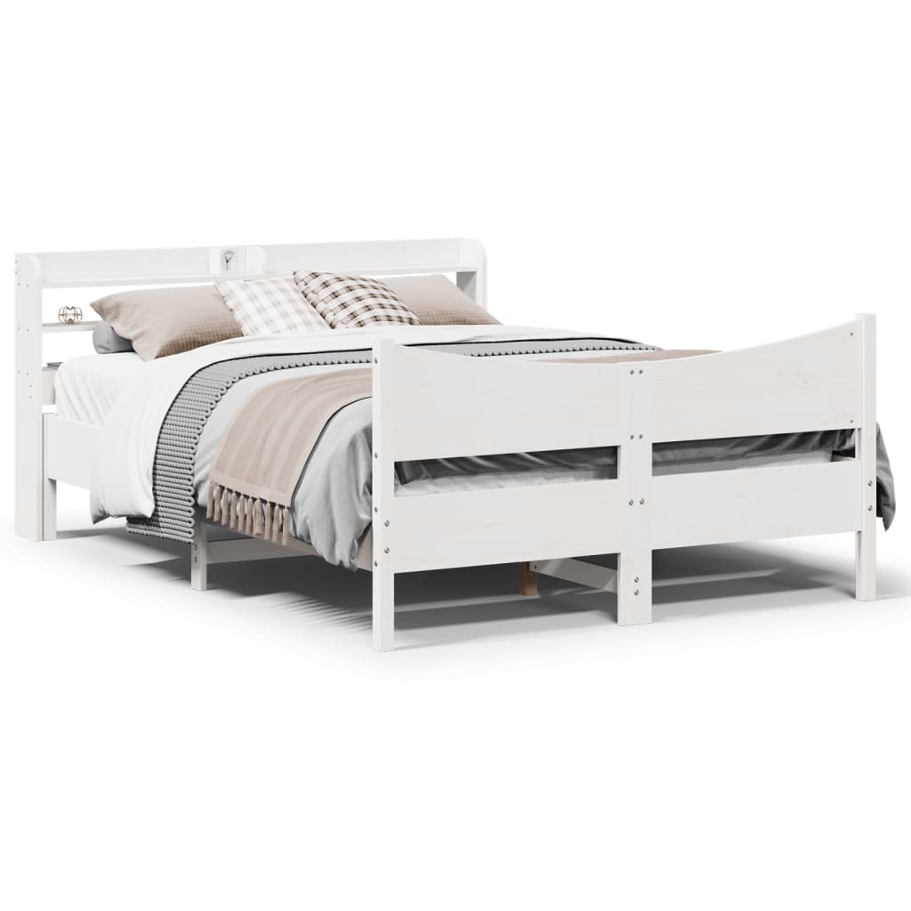 E-shop Multidom Posteľný rám s čelom biely 140x200 cm borovicový masív