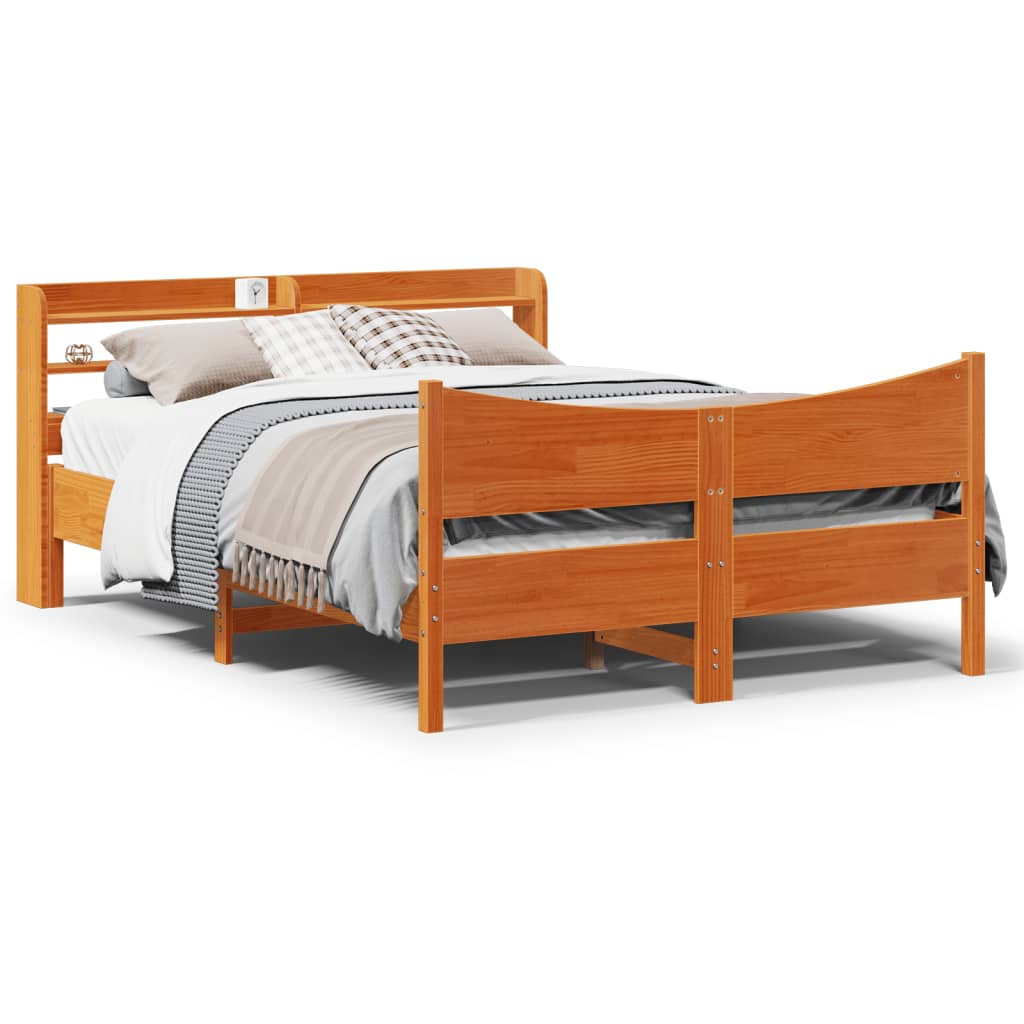 E-shop Multidom Posteľný rám s čelom voskovo hnedý 160x200 cm borovicový masív