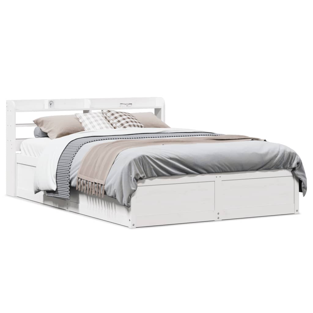 E-shop Multidom Posteľný rám s čelom biely 140x190 cm borovicový masív