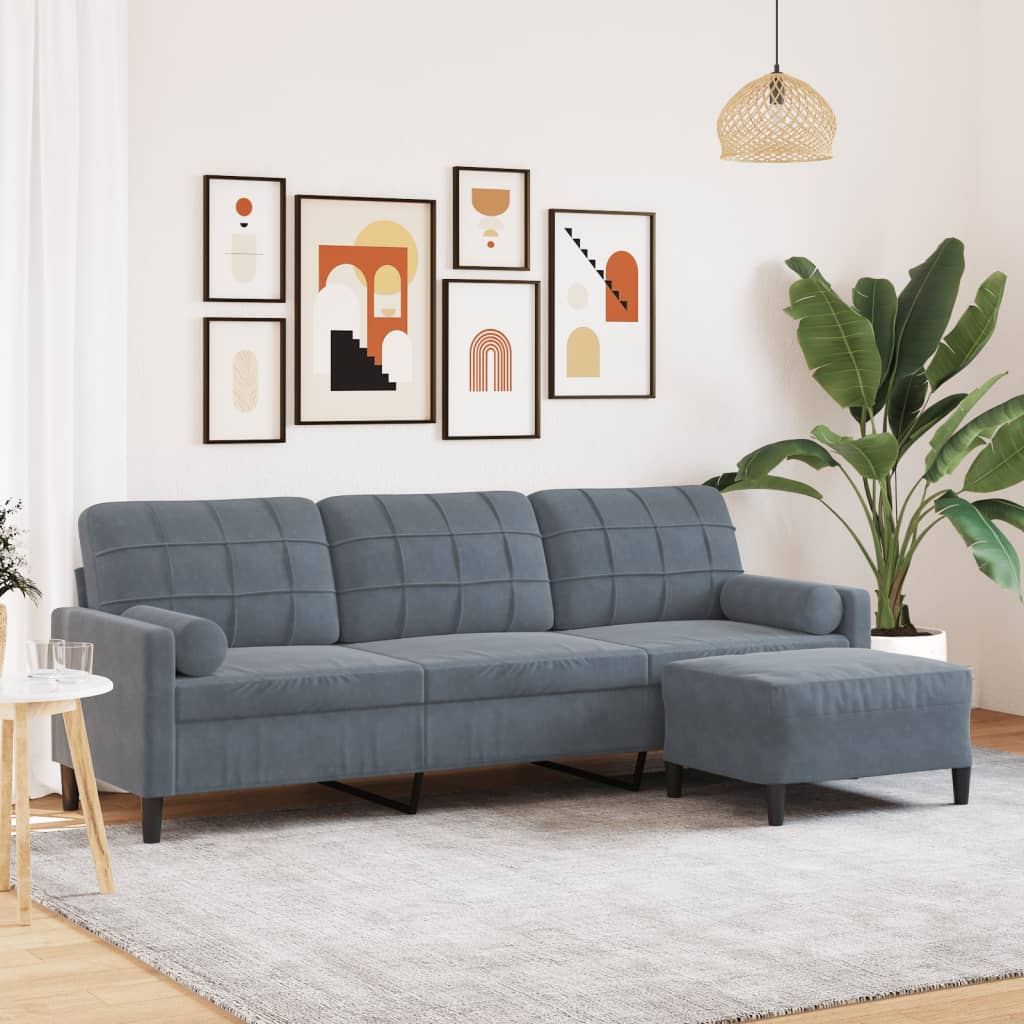 E-shop Multidom 3-miestna pohovka s podnožkou tmavosivá 210 cm zamat