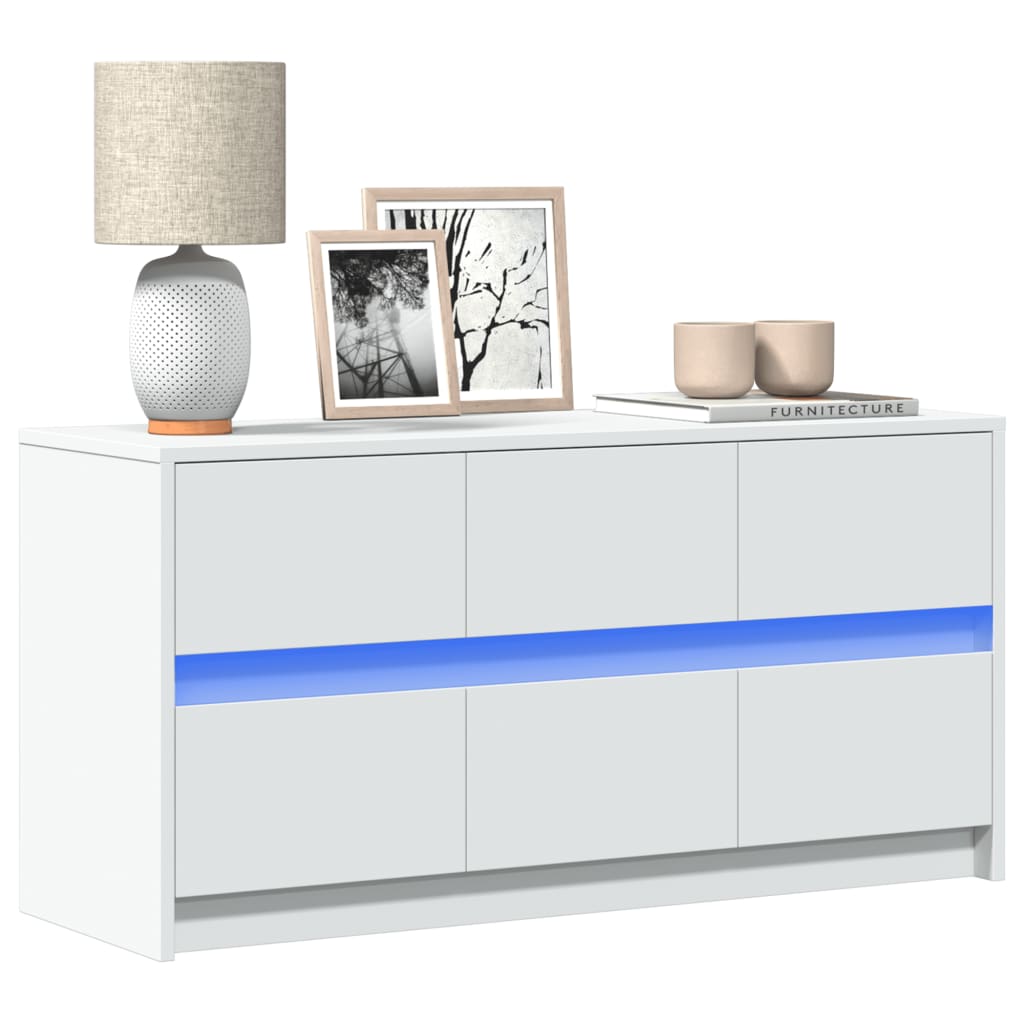 Multidom TV stolík s LED biely 100x34x50 cm kompozitné drevo