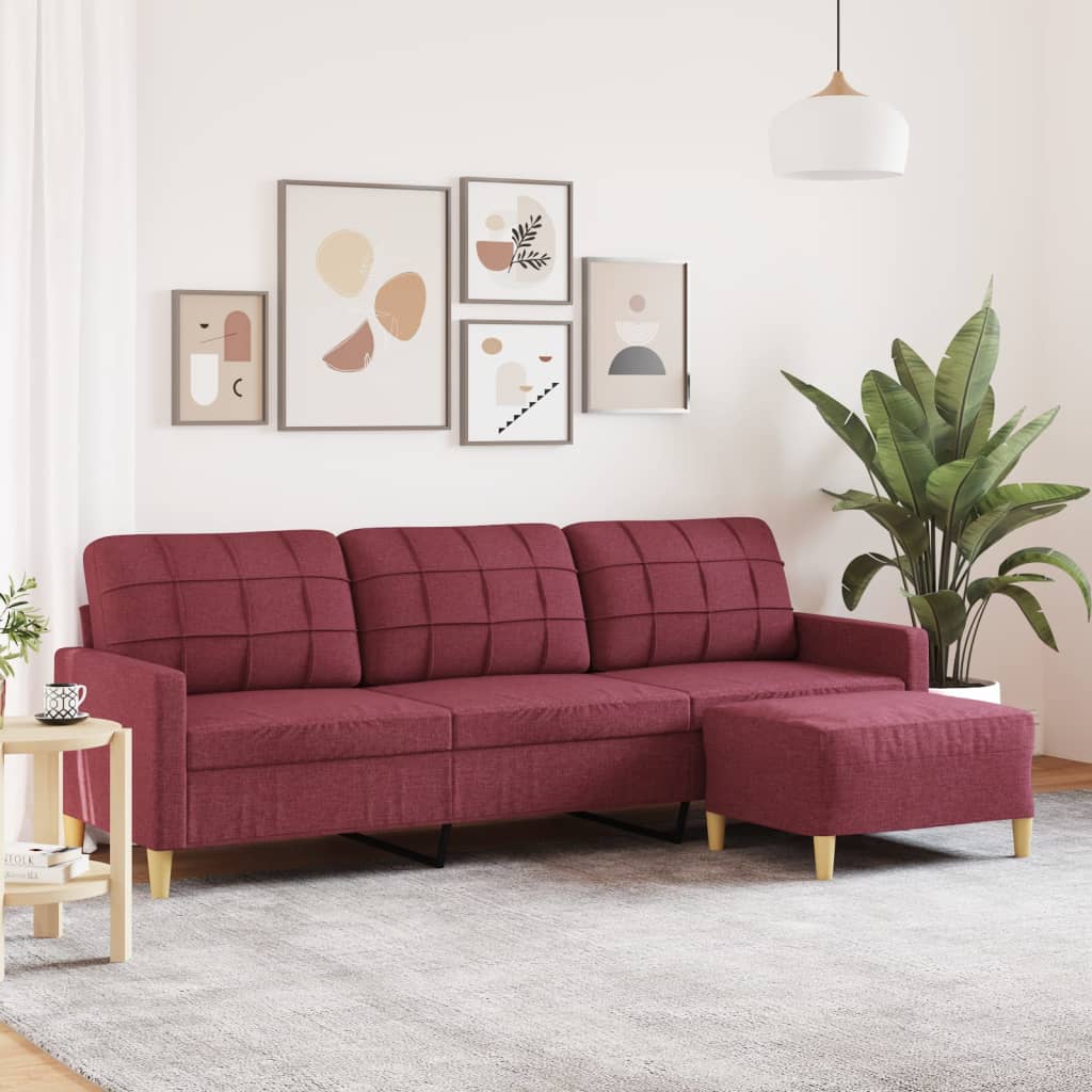 E-shop Multidom 3-miestna pohovka s podnožkou vínovo-červená 210 cm látka