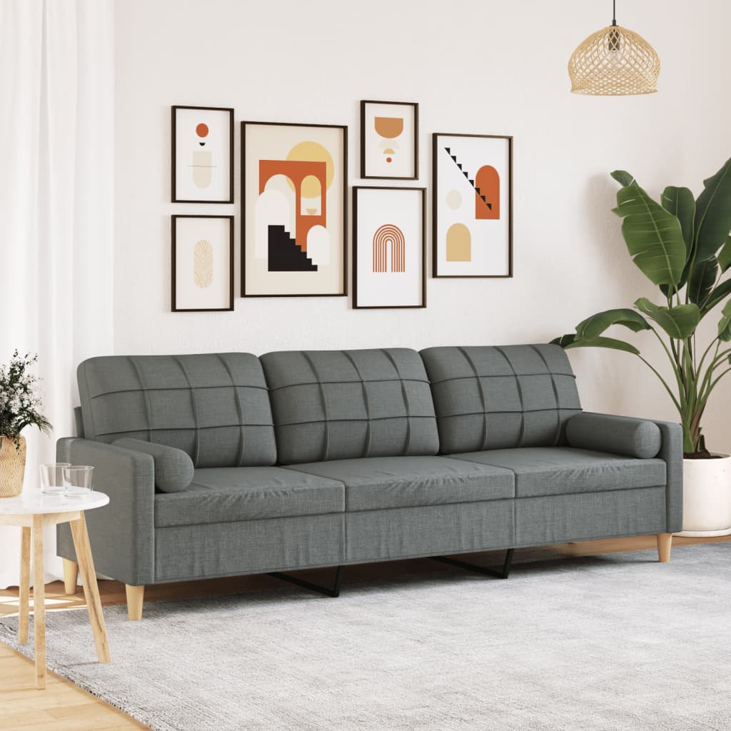 E-shop Multidom 3-miestna pohovka s vankúšmi tmavosivá 210 cm látka