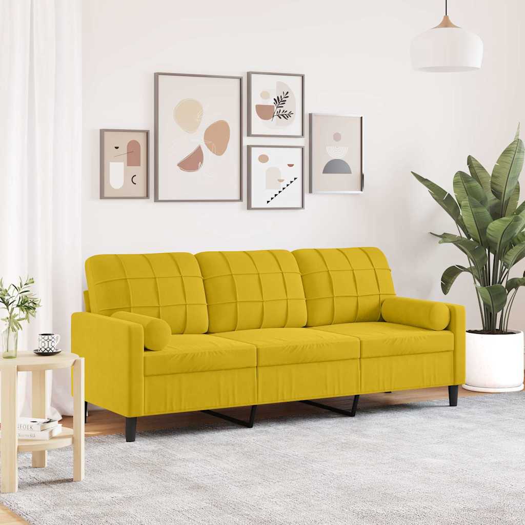 E-shop Multidom 3-miestna pohovka s vankúšmi sivá 180 cm zamat