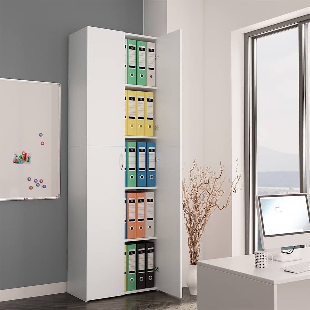 E-shop Multidom Kancelárska skrinka, biela 60x32x190 cm, kompozitné drevo