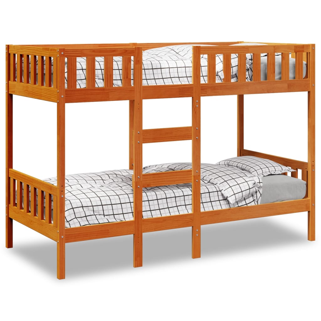 E-shop Multidom Poschodová posteľ voskovo hnedá 90x200 cm borovicový masív